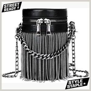 Vegan Leather Bucket Shoulder Bag Crossbody Tote Gothic Punk Style